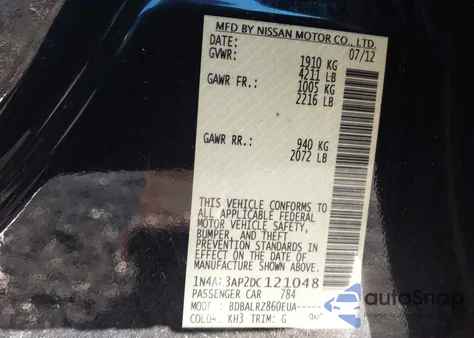 2013 Nissan Altima 2.5 S z USA, uszkodzony, nr VIN 1N4AL3AP2DC121048